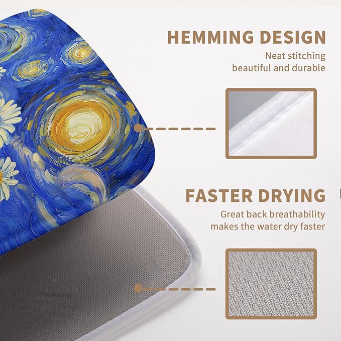 Spring Summer Daisy Floral Dish Drying Mats Spring Flowers Dish Mat Drying Matt - Image 3