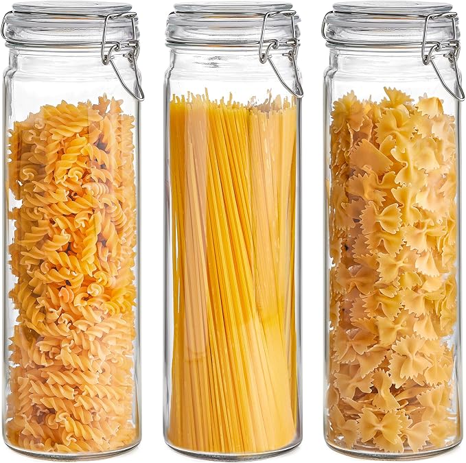 ComSaf 60oz Airtight Glass Jars Set of 3 by ComSaf