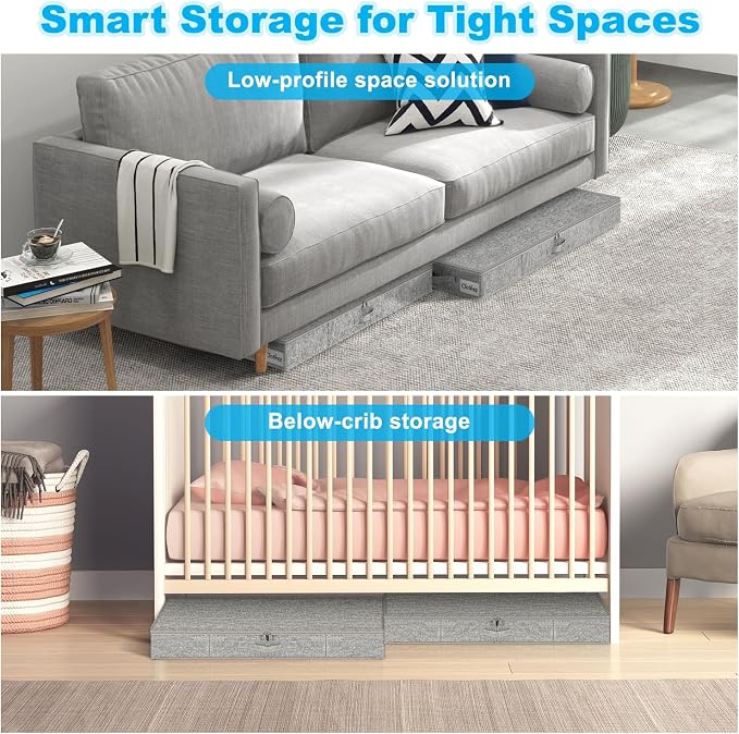 Under Bed Storage Container Bins 2 Pack, 5 Inch Thin Low Profile Underbed - Image 5