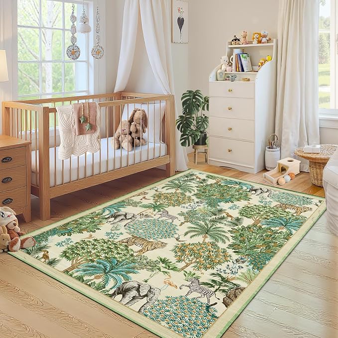 GarveeHome Jungle Animal Print Rug 3x5 Washable Area Rugs - Image 3