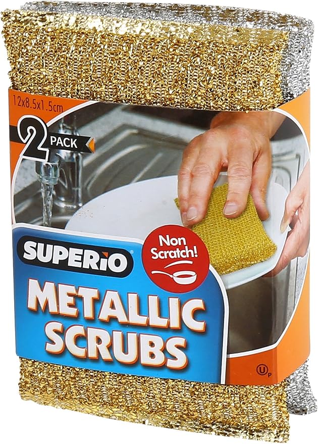 Gold and Silver Kitchen Sponge Scrubber, Heavy Duty Metallic Sink, Dish Washing - Image 4
