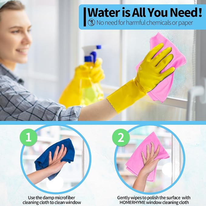 HOMERHYME Microfiber Cleaning Cloth, 12 Pack Window Glasses Cleaning Cloth - Image 5