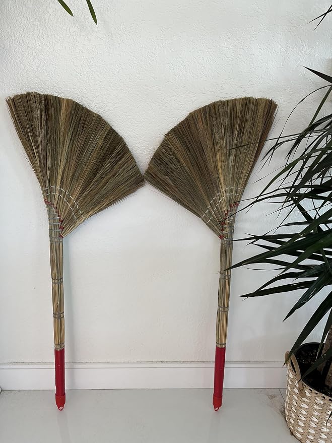 Coco Deluxe Vietnamese Natural Straw Broom /40" Handmade Soft Grass Broom by Unknown