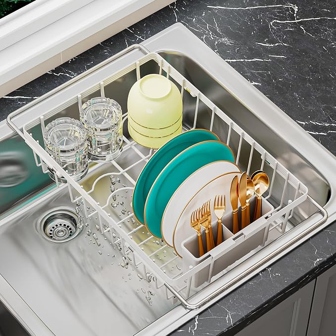 Small Dish Drying Rack in Sink, Expandable Stainless Steel Dish Drainers by Unknown