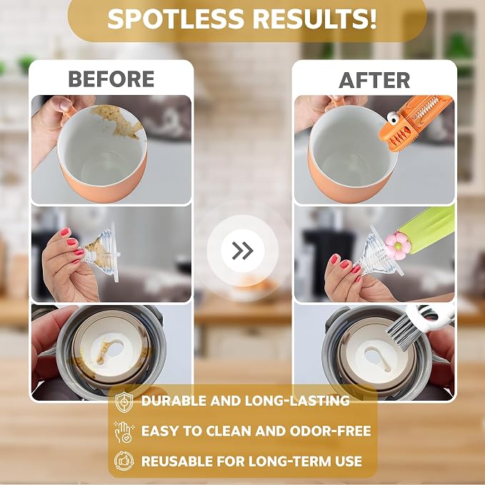 Cup Lid Cleaning Brush, 3 in 1 Cup Cleaner Brush New Multifunctional Lid - Image 5