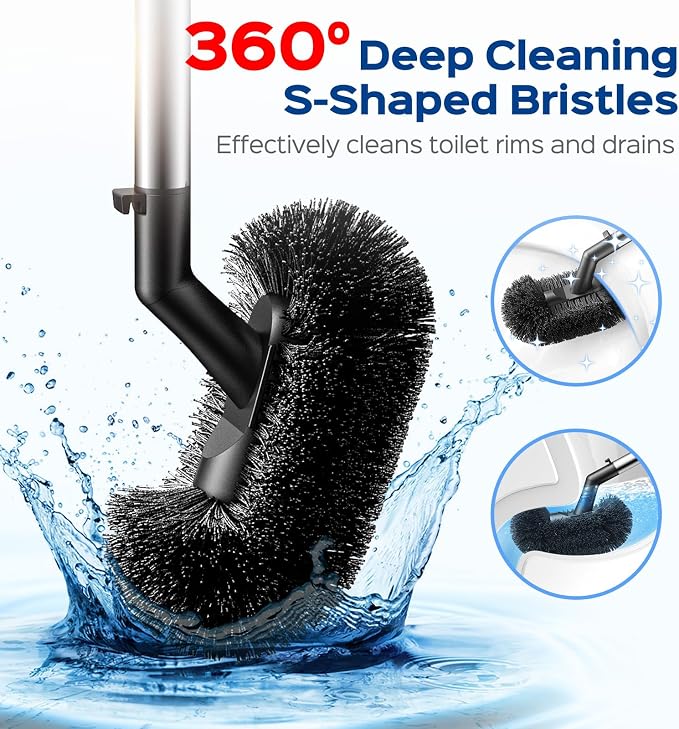 HAMITOR Toilet Plunger and Brush Set: 2 in 1 Stainless Steel Bowl Brush - Image 3