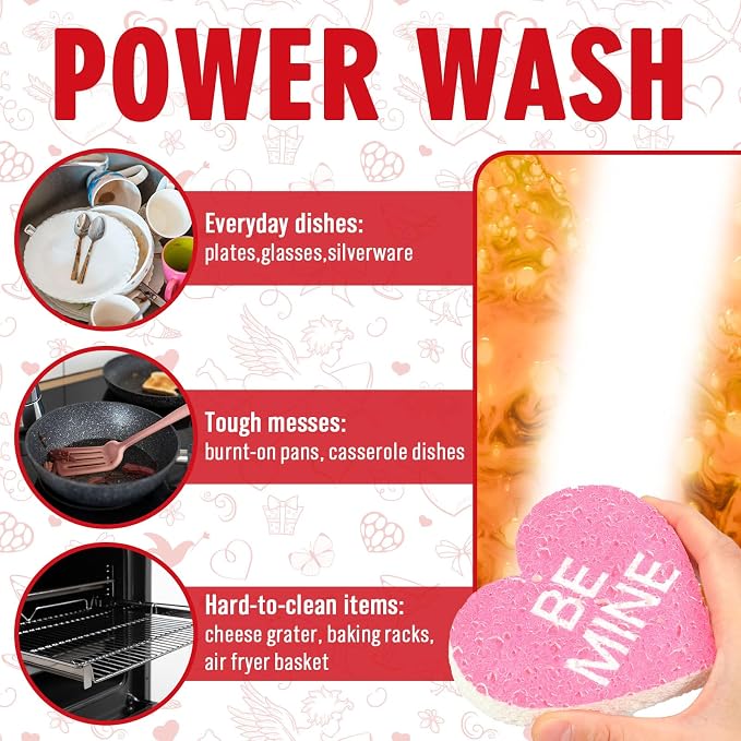 Whaline 8Pcs Valentine’s Day Kitchen Sponges Water Absorbing Dish Washing - Image 5