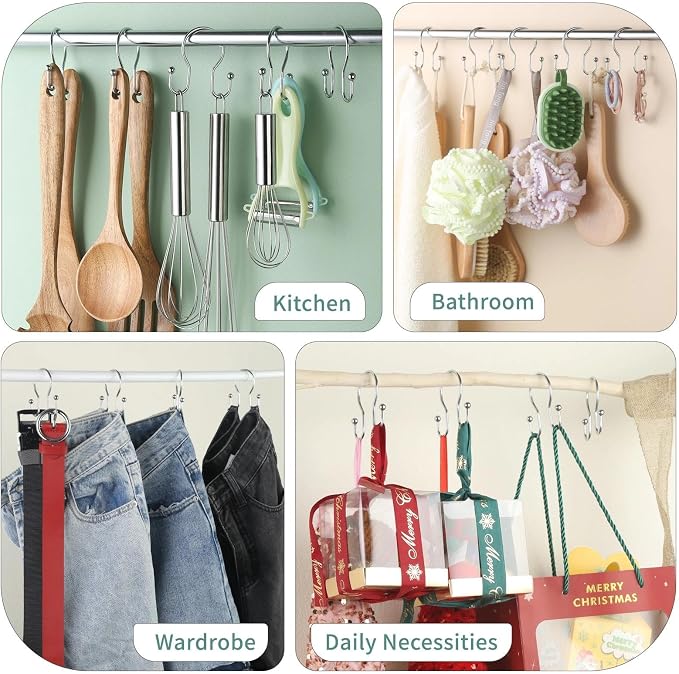 Goowin Shower Curtain Hooks, Stainless Steel Shower Curtain Hangers, Metal - Image 8