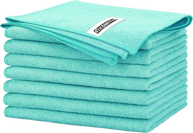 FIXSMITH Turquoise Microfiber Cleaning Cloth -Pack of 8, Highly Absorbent by FIXSMITH