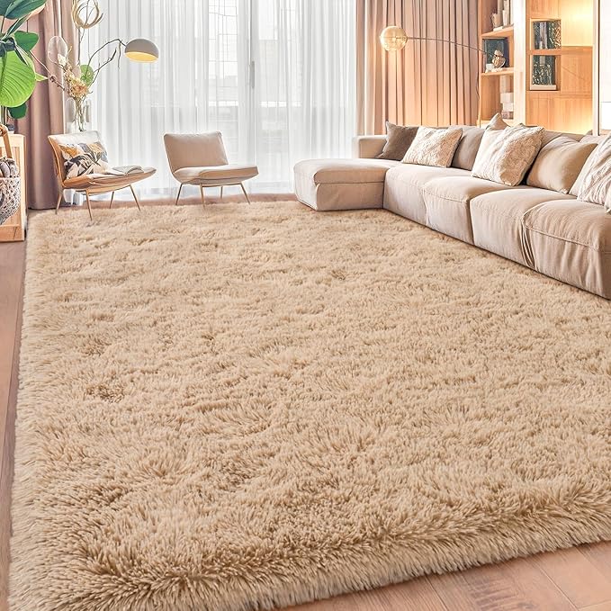 Area Rugs for Living Room, Soft Shaggy Carpets for Living Room, Fuzzy Rugs for Kids' Room, Perfect Decor for Modern Home Camel 9x12 Feet