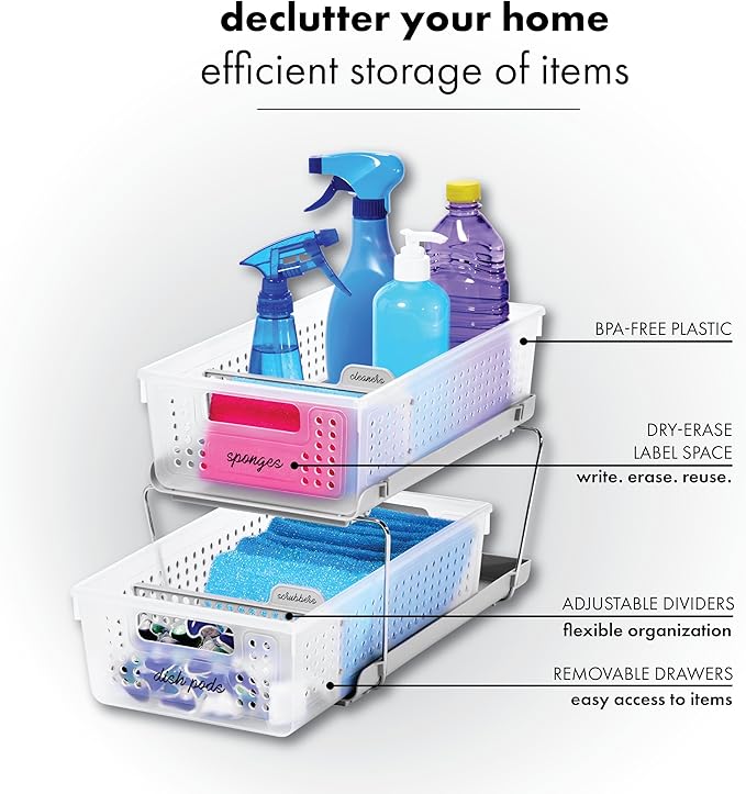 madesmart 2 Tier Bath Organizer, Undersink Storage - Image 2