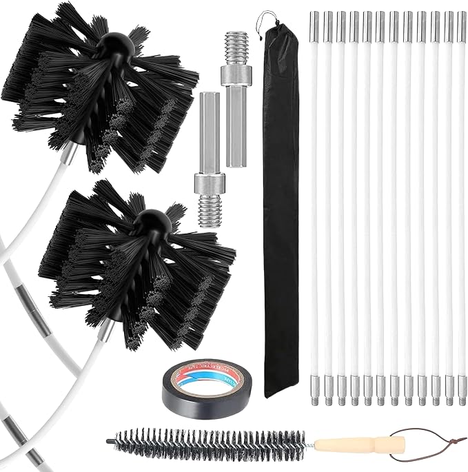 Chimney Sweep Kit Chimney Brush Kit Chimney Cleaning Kit, 16FT Dryer Vent by Unknown