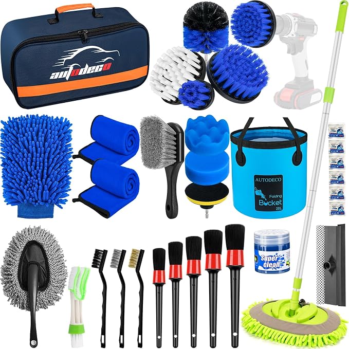 AUTODECO 32Pcs Car Detailing Brush Set, Car Detailing Kit, Auto Detailing Drill by AUTODECO