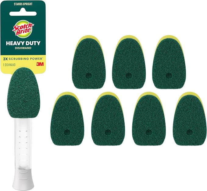 Scotch-Brite Heavy Duty Dishwand Kit, Includes 1 Wand & 8 Refill Pads, Keep by Scotch-Brite