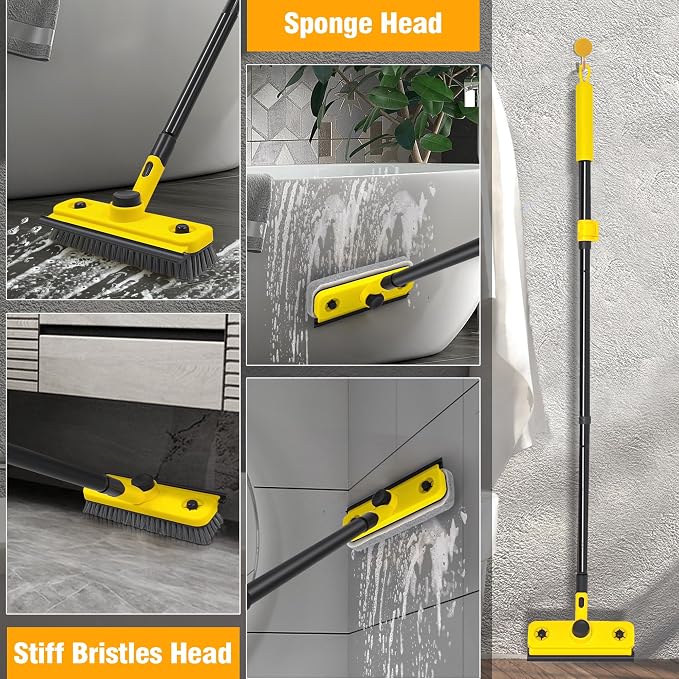 JEHONN Shower Cleaning Brush, 53.5 inches Long Handle Scrubbing Brush, 3-in-1 - Image 6