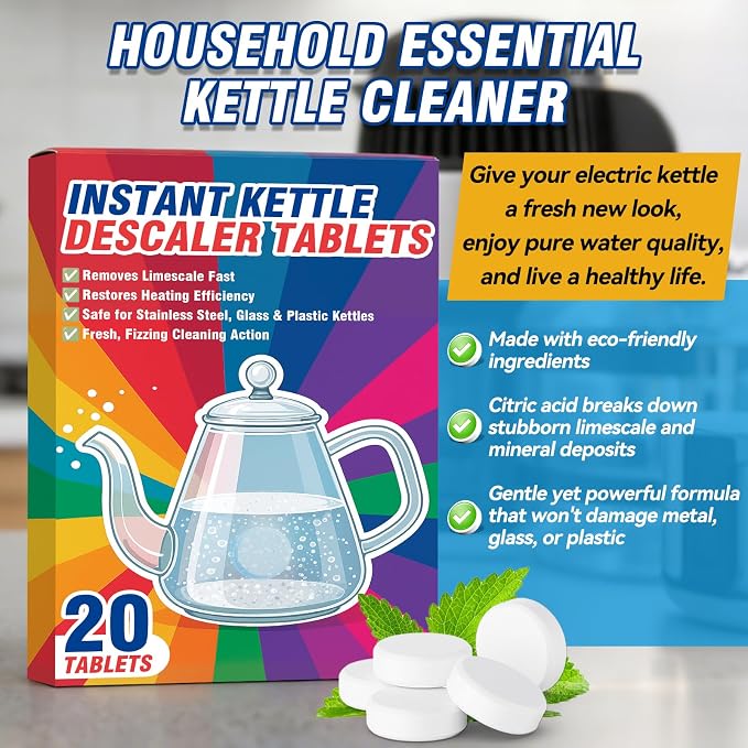 Kettle Descaler Tablet, 20 Packs Water Bottle Cleaning Tablets Removes Hard - Image 8