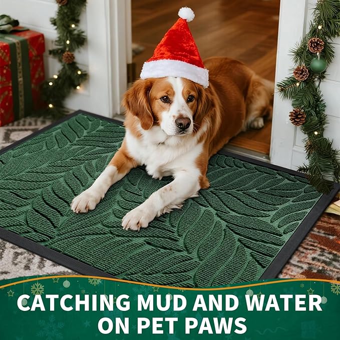 Yimobra Front Door Mat Outdoor Indoor, 29.5x17 All-Season Waterproof Door Mat Outside Entrance, All-Weather Non-Slip Outside Doormat for Garage Patio Entryway, Green