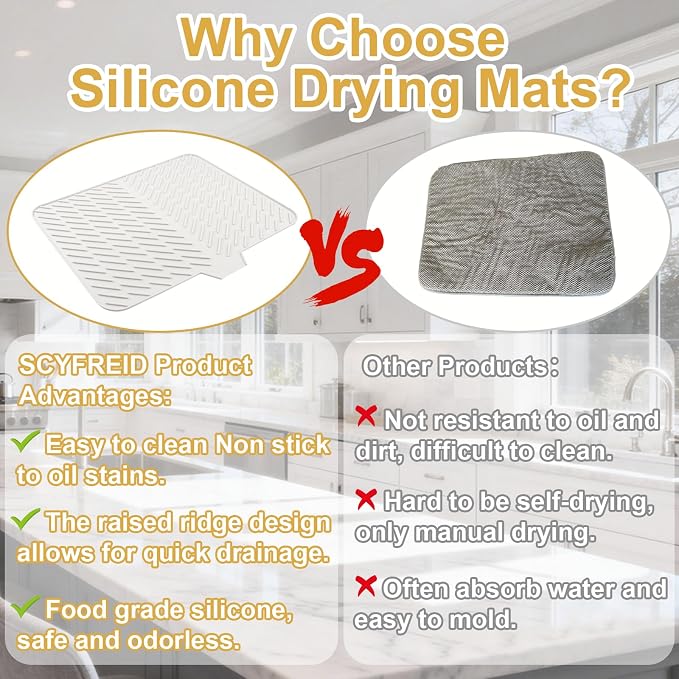 Silicone Dish Drying Mat 23x17 Multiple Usage, Easy clean, Eco-friendly - Image 4