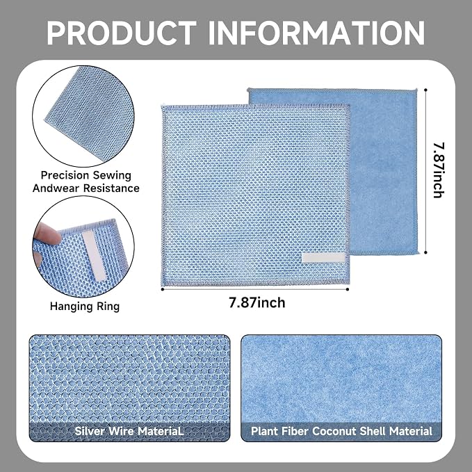 10PCS Upgrade Wire Dishwashing Rag, Non-Scratch, Wet and Dry, Double Layer - Image 2