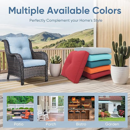 10-Piece Outdoor Patio Cushion Set - Fade & Water Resistant with Removable Olefin Cover, 22x24x4 Inch Memory Foam Cushions for Wicker Sectional Sofa – Baby Blue/Buckle