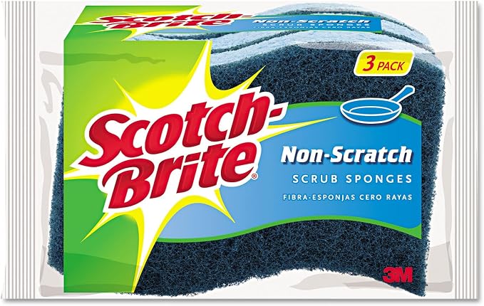 3M Scotch-Brite No Scratch Scrub Sponges, 4-1/2 x 2-1/2 x 7/10 in by 3MIndustrial