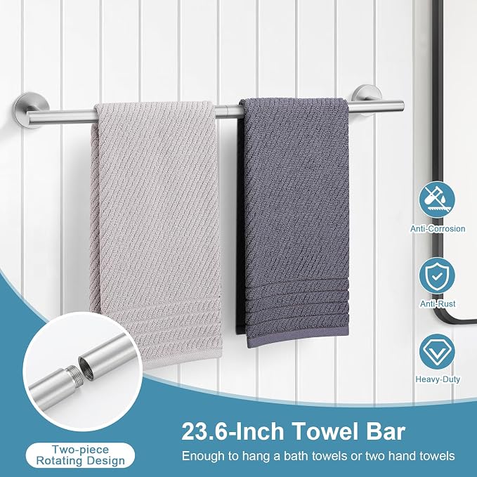 TQKAG 8-Pieces Bathroom Hardware Set Brushed Nickel SUS304 Stainless Steel Bath - Image 2