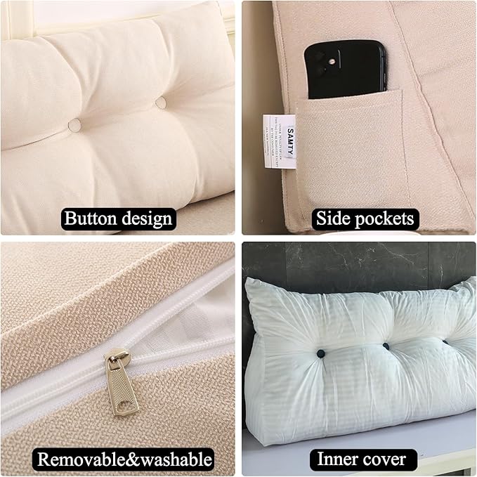 SAMTY Triangular Wedge Pillow headboard King Size for Couch Large headboard Pillow with Removable Cover Back Rest Pillows for Sitting up in Bed