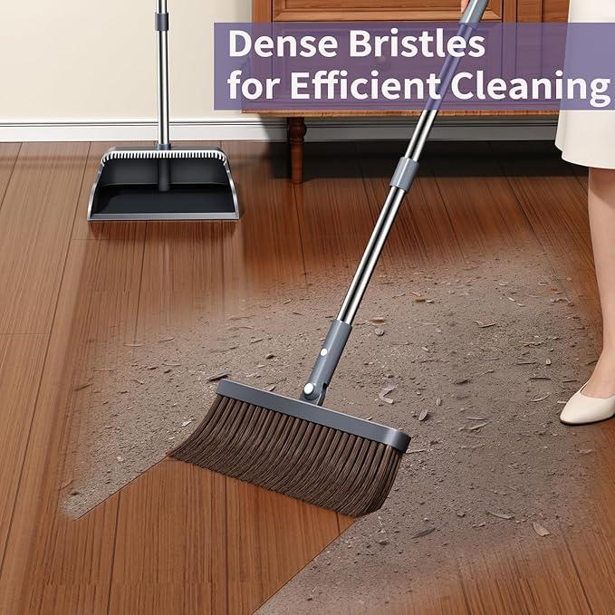 Broom and Dustpan Set, 51.6" Long Handle Broom - Image 4