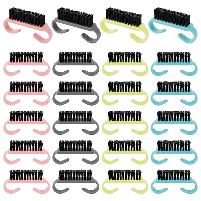 24 Pack Travel Size Nail Brushes, Colorful Handle Grip Nail Brushes, Mini Hand by HANWER