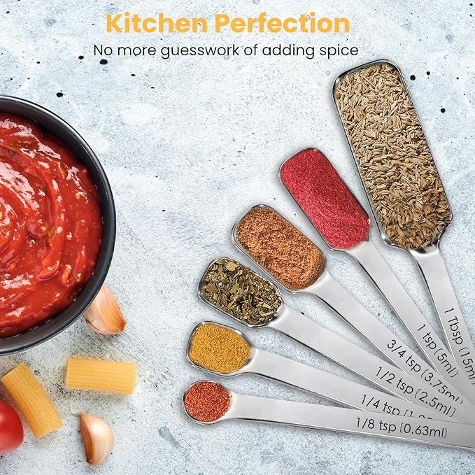 Stainless Steel Measuring Spoons Set of 13, Includes 7 Rectangular Measuring - Image 5