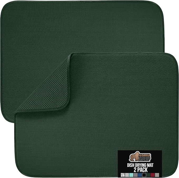 GORILLA GRIP Ultra Water Absorbent Microfiber Dish Drying Mat, Quick Dry Thick by GorillaGrip