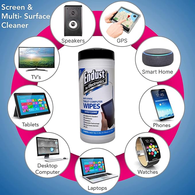 Endust For Electronics; Anti-Static Screen & Surface Cleaning Wipes; For Tablet - Image 5