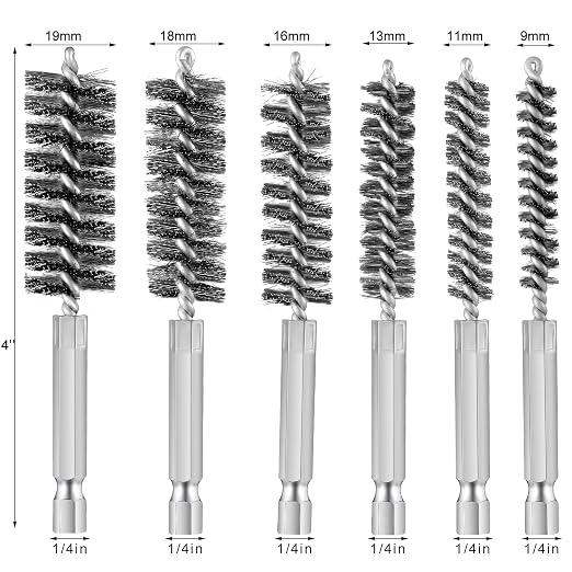 Patelai 6 Pcs Stainless Steel Wire Bore Brush Different Size Twisted Cleaning - Image 2