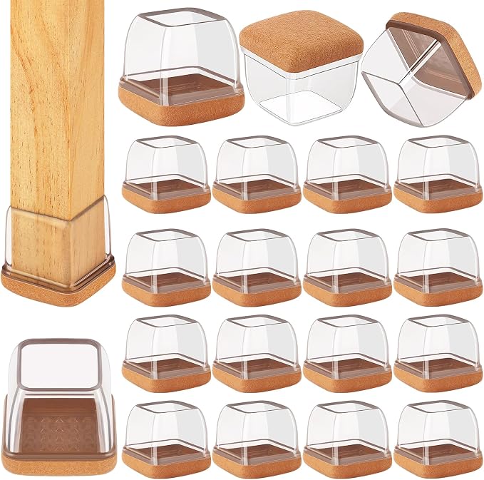 16 Pcs Extra Large Square Chair Leg Floor Protectors, Silicone Chair Leg by Jeaoouu