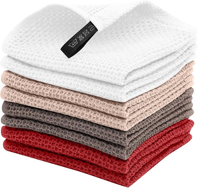 100% Cotton Kitchen Dish Towels, 12x12 Inch, Super Absorbent & Reusable by LikGuest
