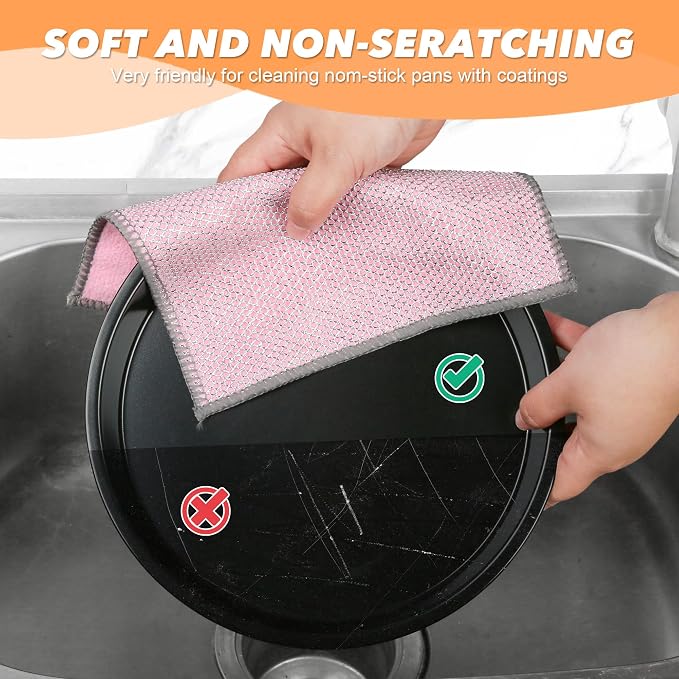 12Pack Upgrade Multipurpose Wire Dishwashing Rags, Dual-Side Non Scratch Wire - Image 4