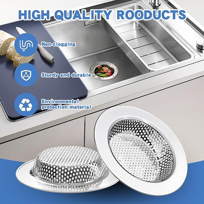 ROYEKDO 3PC Kitchen Sink Strainer Stainless Steel - Image 6