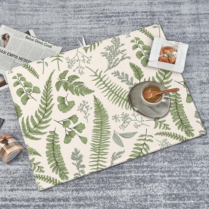 Vintage Botanical Leaves Dish Drying Mat - Image 8