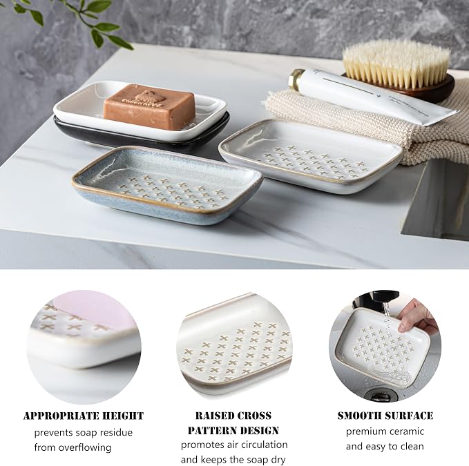 Gomakren Soap Dish, Shower Soap Holder, Ceramic Soap Dishes - Image 4