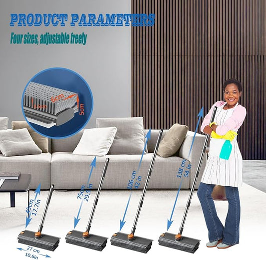 Floor Scrubbing Brush with Squeegee, 2 in 1 Grout Brush with 54" Adjustable - Image 2