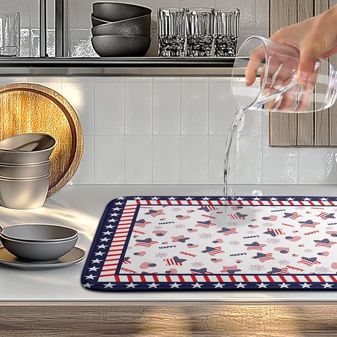 4th of July Dish Drying Mats for Kitchen Counter Patriotic Independence Day - Image 5