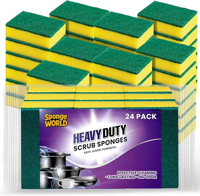 Dish Sponge, Non Scratch Sponges, Heavy Duty Scrub Sponge 24 Pack, Kitchen by SPONGEWORLD