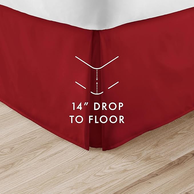 Linen Market Bed Skirt - Ultra Soft Microfiber - Easy Fit with 14 Inch Tailored Drop - Hotel Quality, Shrinkage & Fade Resistant - Bed Cover - Twin XL Bed Skirts - Bedroom Décor - (Twin XL, Burgundy)