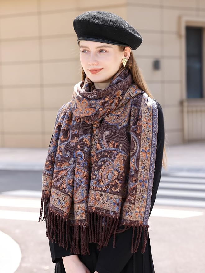 Wander Agio Warm Fashion Scarf Long Shawl Large Blanket Winter Wraps Scarves for Women Cashmere Jacquard Vintage Paisley