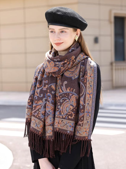 Wander Agio Warm Fashion Scarf Long Shawl Large Blanket Winter Wraps Scarves for Women Cashmere Jacquard Vintage Paisley