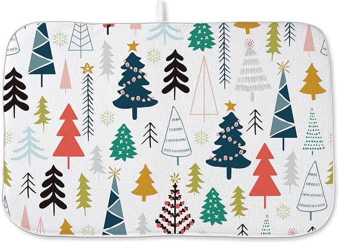 Christmas Dish Drying Mats 18x24 Inch Colorful Geometric Christmas Tree Drying by GOLIANDA
