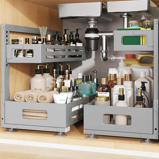 2 Pack 19IN-Depth Under Sink Organizer, Pull Out Cabinet Organizer by UnderSinkOrganizer