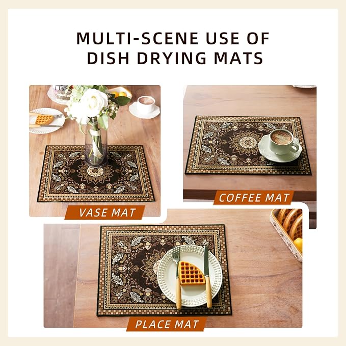 Dish Drying Mat Bohemian Absorbent Coffee Mat Rubber Backed Moroccan Soft - Image 6
