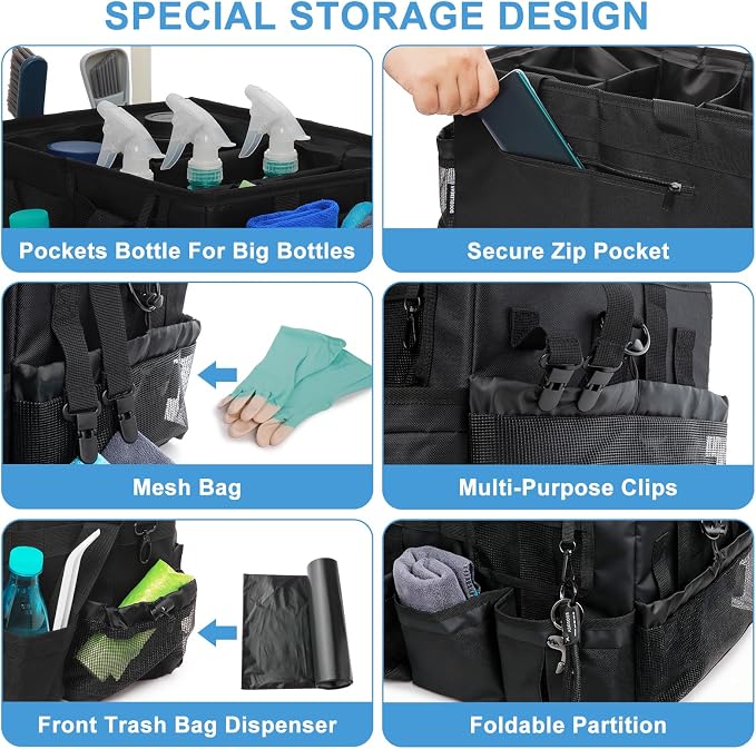 Large Cleaning Caddy Bag with Built-in Support Board, Wearable Cleaning - Image 7