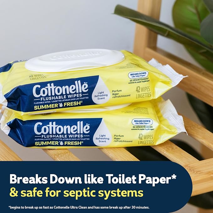 Cottonelle Summer Fresh Scented Flushable Wipes, 8 Flip-Top Packs, 42 Wet Wipes - Image 3